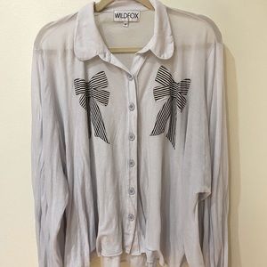 Wildfox Button Up Top with Bows Size M